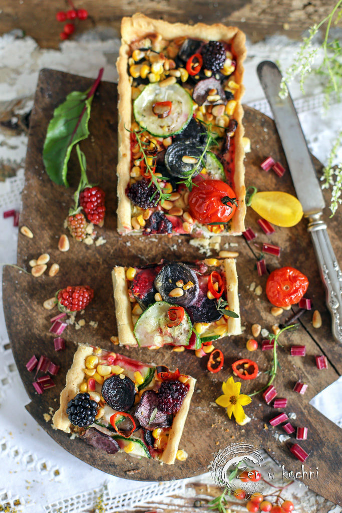tarta z burakami, cukinią i kukurydzą