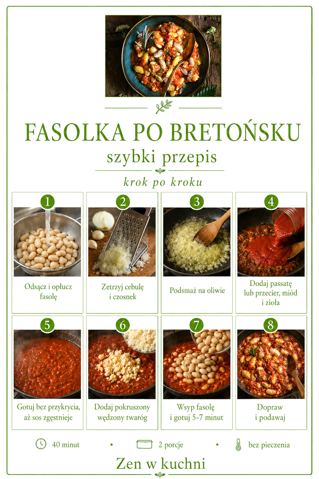 Fasolka po bretońsku - szybki przepis krok po kroku z fasoli z puszki