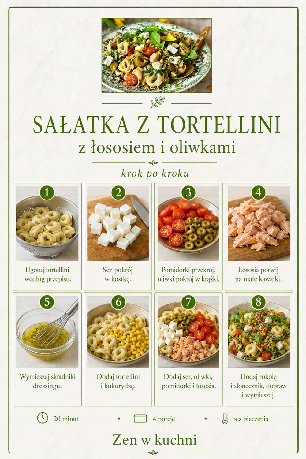 Sałatka z tortellini i łososiem krok po kroku